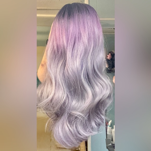 NEW- Beautiful Purple & Silver Long Curly Wig …NEW - Picture 4 of 9